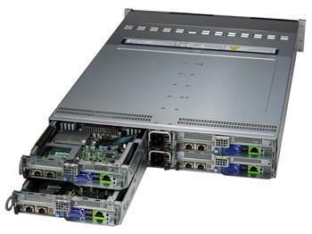 2U4N BigTwin 221BT-HNTR 4×(2S-E(205W), noLAN,6SFF/NVMe4/5,16DDR5,2PCI-E16g5LP, AIOM, 2M.2, IPMI, rPS (80+TIT)