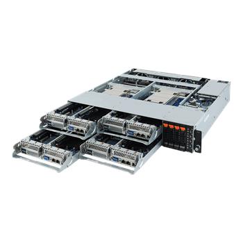 2U4N Server H242-Z11 4×(S-SP3(240W),2GbE,1NVMe,2M.2,2PCI-E16,OCP,IPMI,8DDR4-3200) rPS (80+PLAT),CMC, front