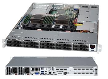 LB16AC2-R504W 1U WIO(2×165W) 8SFF+2NVMe, rPS 500W(80+PLAT), 3/6 fan, černé