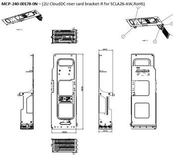 MCP-240-00178-0N - riser card bracket pravý pro 2U CDC SCLA26-AW, (2014CS-TR)