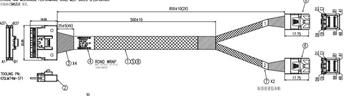 SFF-8654-4i (SlimSAS ×8) rovný -> 2×SFF-8643 (miniSAS-HD) , 65cm rovný, 100ohm kabel (SATA/SAS)