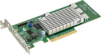 Supermicro AOC-SLG3-4E2P - 4×NVMe (Oculink SFF-8611) HBA, PCI-E8 g3 LP (X11SCx)