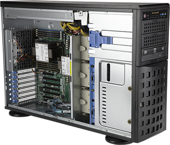 SuperServer 740P-TRT 4U/tower 2S-P+(270W) 2×10GbE-T, 8LFF, 2+16DDR4, 4PCI-E16g4, 2-E8g4, M.2, IPMI, 1,2kW rPS (80+TIT)