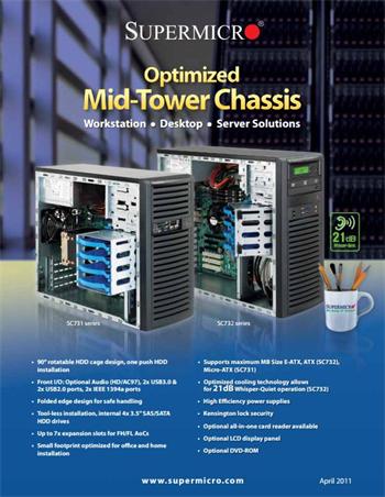 Tištěný katalog Supermicro - Optimized Mid-Tower Chassis, 4 strany