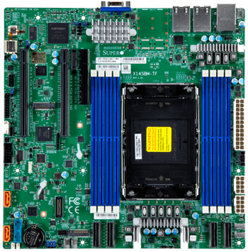 X14SBM-TF mATX S-E2(350W), 2PCI-E16g5, 1E8g5, 2×10GbE-T, 2M.2, 2sATA3, 8NVMe5, 8DDR5-6400, IPMI