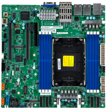 X14SBM-TP4F mATX S-E2(350W), 2PCI-E16g5, 1E8g5, 2×10GbE-T+2×10GbSFP+, 2M.2, 2sATA3, 8NVMe5, 8DDR5-6400, IPMI